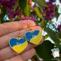 Сережки Серце України з гербом. Колір золото
